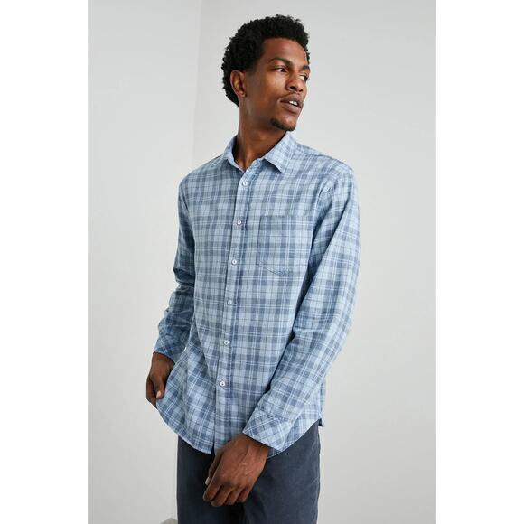 Rails Wyatt Sky Denim Heather Blue Plaid Button Up Shirt Men's Size XL NWT - Picture 1 of 10